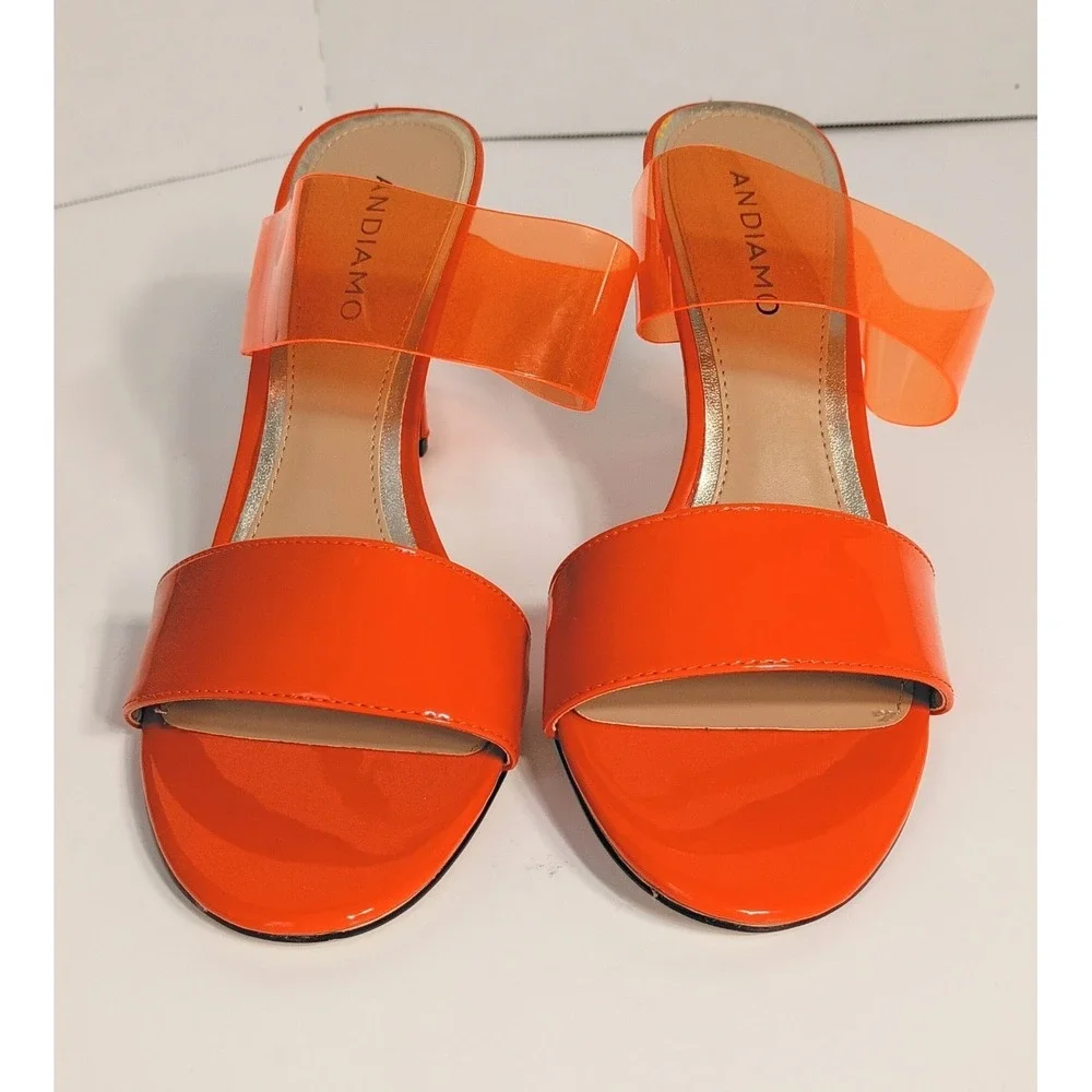 ANDIAMO Shoes Womens Double Take Neon Orange‎ High Heels Sz 9M, Bright Colorful